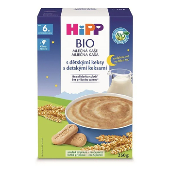 HIPP Mléčná kaše na dobrou noc s dětskými keksy BIO 250 g (Mléčné kaše) - Instantní, BIO, Ekologické