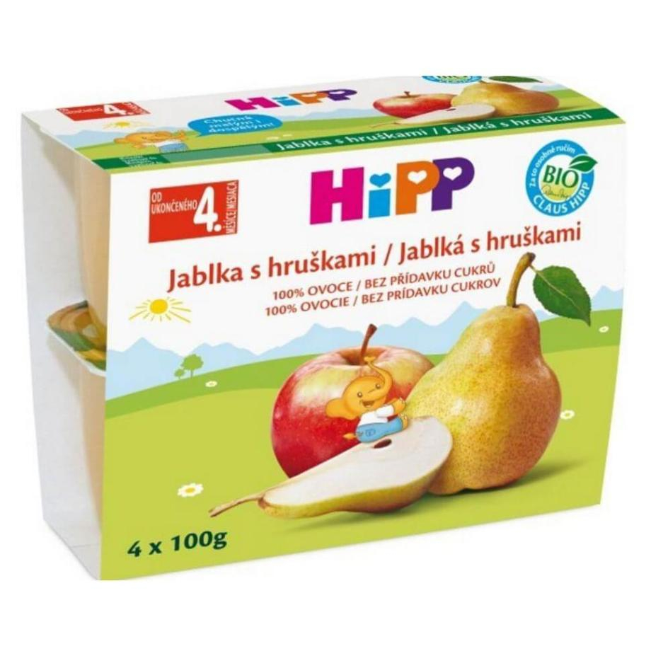 HIPP Ovoce 100% Jablka s hruškami BIO 4 x 100 g