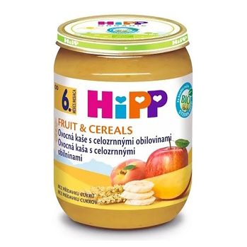 HIPP Ovoce a cereal ovocná kaše s celozrnnými obilovinami BIO 190 g (Ovocné přesnídávky) - BIO, Ekologické