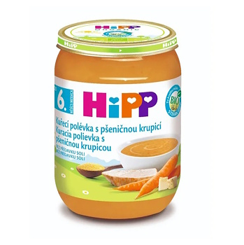 HIPP Polévka kuřecí s pšeničnou krupicí BIO 190 g (Polévky pro děti) - BIO
