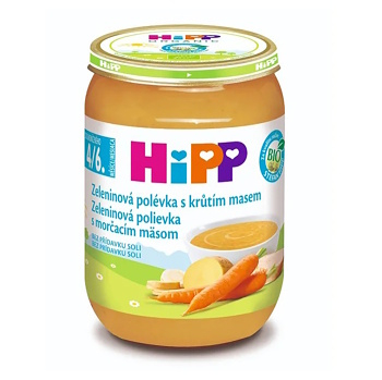 HIPP Polévka zeleninová s krůtím masem BIO 190 g (Polévky pro děti) - BIO