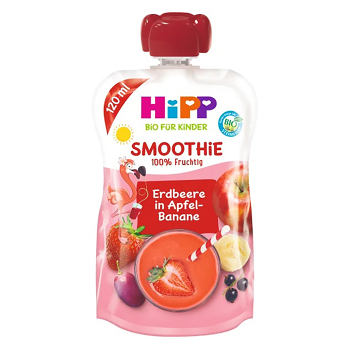 HIPP Smoothie jablko banán červené ovoce BIO 120 ml (Svačinové kapsičky) - BIO, Ekologické
