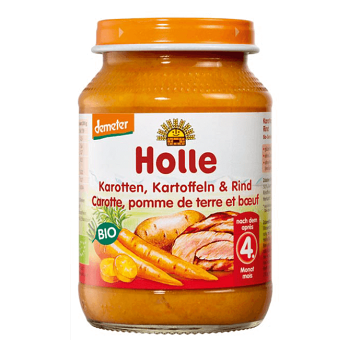 HOLLE Baby BIO Přesnídávka mrkev, brambory a hovězí maso 190 g