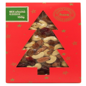 HOS Krabička vánoce mix ořechů a ovoce 150 g (Ořechové směsi) - Slané, Pražené
