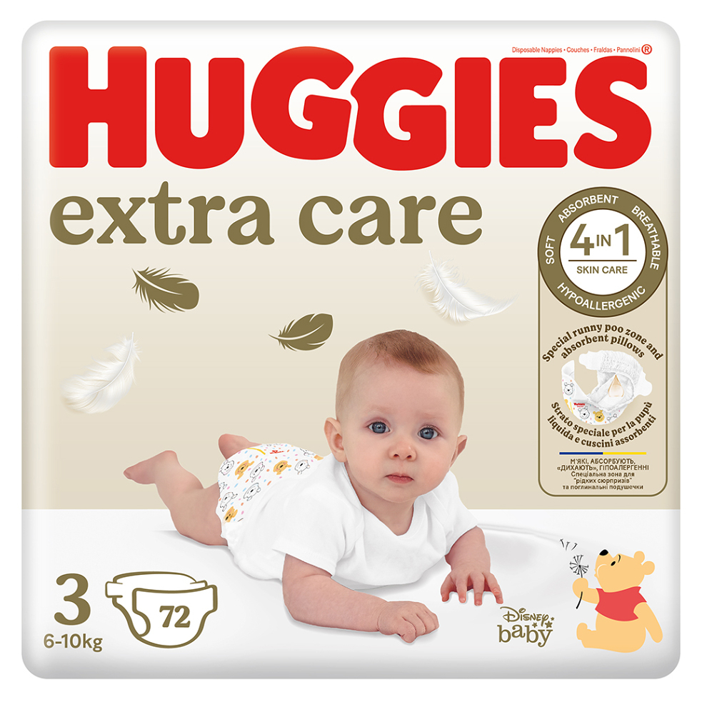 HUGGIES Dětské plenky Extra Care 3 velikost 6-10 kg 72 kusů