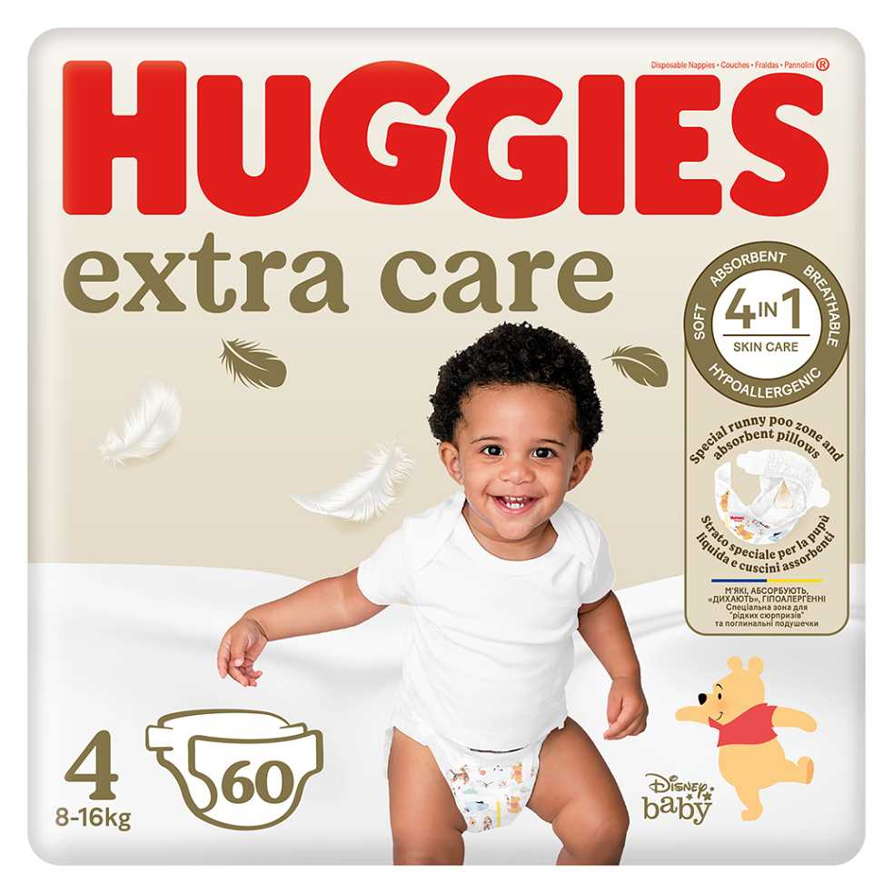 HUGGIES Dětské plenky Extra Care 4 velikost 8-16 kg 60 kusů