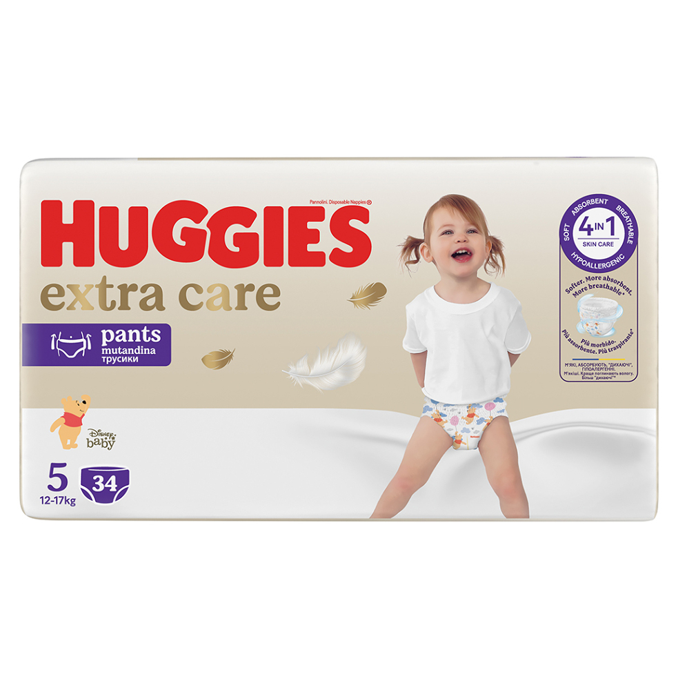 Huggies Extra Care Pants Size 5 jednorázové plenkové kalhotky 12 - 17 kg 34 ks