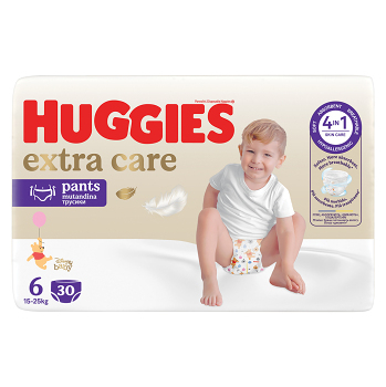 HUGGIES Dětské plenky Extra Care Pants 6 velikost 15-25 kg 30 kusů (Plenky 6 (15 a více kg)) - Hypoalergenní