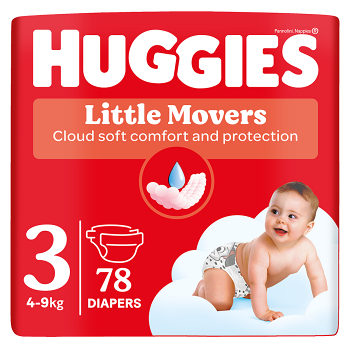 HUGGIES Dětské plenky Little Movers 3 velikost 4-9 kg 78 kusů (Plenky 3 (4 - 10 kg))
