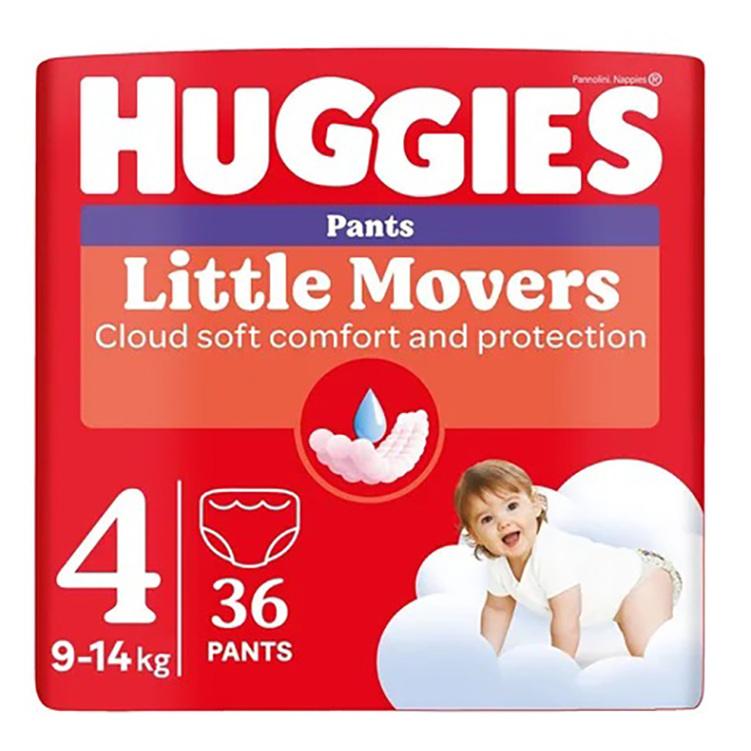 HUGGIES Dětské plenky Little Movers Pants 4 velikost 9-14 kg 36 kusů