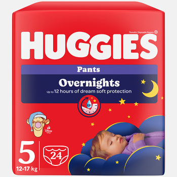 HUGGIES Dětské plenky Overnights Pants 5 velikost 12-17 kg 24 kusů (Plenky 5 (11 - 25 kg))