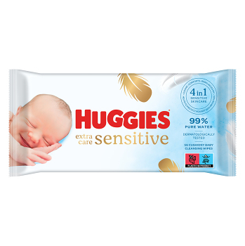 HUGGIES Dětské vlhčené ubrousky Extra Care Single 56 kusů (Dětské ubrousky) - Hypoalergenní