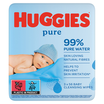 HUGGIES Dětské vhčené ubrousky Pure Triplo 3x56 kusů (Dětské ubrousky) - Hypoalergenní