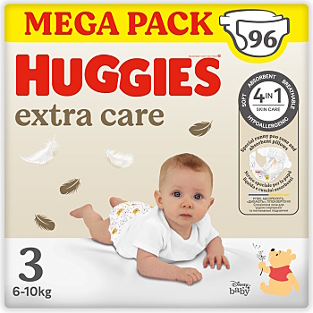 HUGGIES Extra care 3 plenky box 6-10 kg 96 kusů (Plenky 3 (4 - 10 kg))