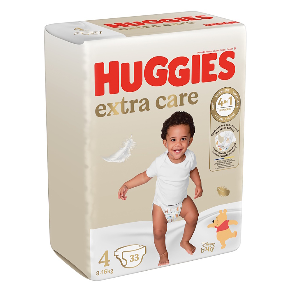 HUGGIES Extra care 4 dětské plenky 8-16 kg 33 kusů