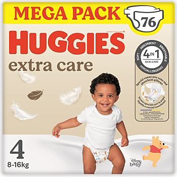 HUGGIES Extra Care 4 plenky box 8-16 kg 76 kusů (Plenky 4 (7 - 18 kg))