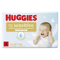 HUGGIES Extra care sensitive triplo vlhčené ubrousky 144 kusů