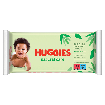HUGGIES Natural Care Single dětské vlhčené ubrousky 56 kusů (Dětské ubrousky) - Hypoalergenní