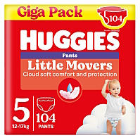 HUGGIES Little movers pant 5 plenkové kalhotky box 12-17 kg 104 kusů