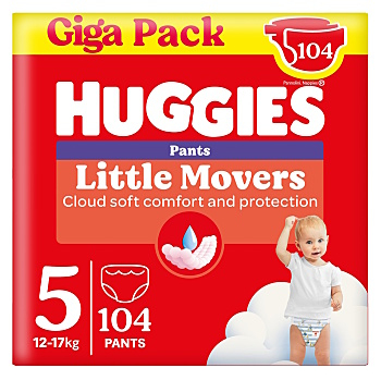 HUGGIES Little movers pant 5 plenkové kalhotky box 12-17 kg 104 kusů (Plenky 5 (11 - 25 kg))