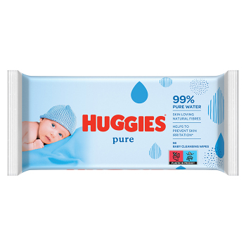 HUGGIES Dětské vhčené ubrousky Pure Single 56 kusů (Dětské ubrousky) - Hypoalergenní