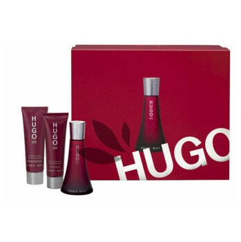 Hugo Boss Deep Red - parfémová voda s rozprašovačem 50 ml + tělové mléko 50 ml + sprchový gel 50 ml