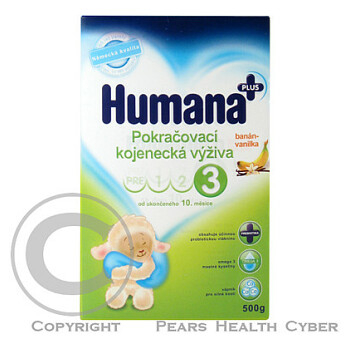 Humana 3 pokračovací kojenecká výživa od 10.měsice 500g banán-vanilka