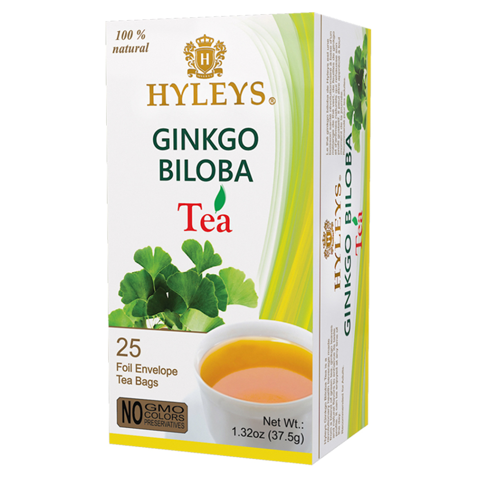 E-shop HYLEYS Zelený čaj s ginkgo biloba a přírodním aroma citronu a pomeranče 25 sáčků