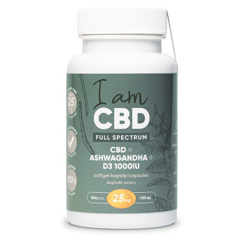 I AM CBD Full spectrum CBD 1 500 mg + vitamín D3 + ashwagandha 60 kapslí