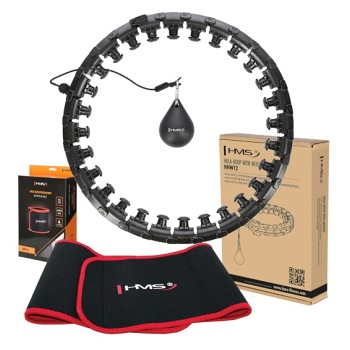 HMS Sada hula hoop HHW12 se závažím a zeštíhlujícího pásu černá BR163 (Posilovací kolečka, hula hoop)