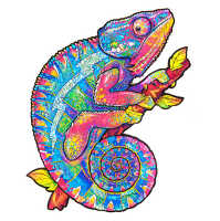UNIDRAGON Dřevěné puzzle iridescent chameleon velikost M