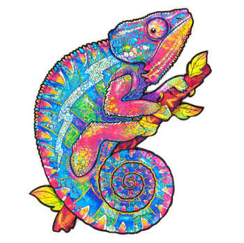 UNIDRAGON Dřevěné puzzle iridescent chameleon velikost M (Vkládačky, spojovačky a puzzle) - Skládací