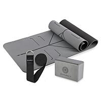 HMS Šedá sada na jógu podložka YM10, jóga blok KJ02 a popruh SJ02