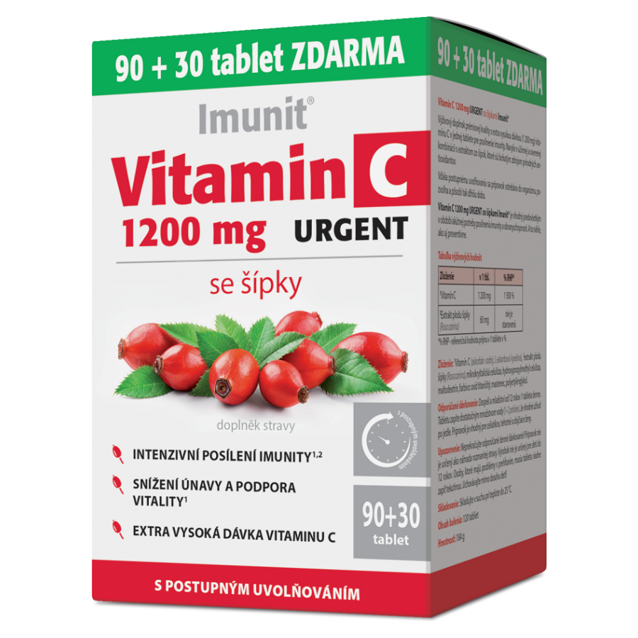 E-shop IMUNIT Vitamin C 1200 mg urgent se šípky 90 + 30 tablet