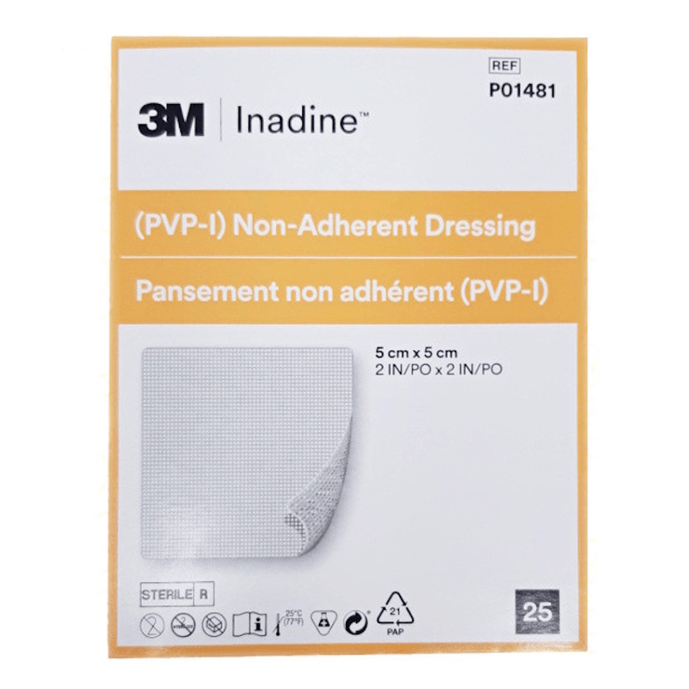 INADINE Neadherentní krytí s povidion jodem 5 x 5 cm 25 kusů