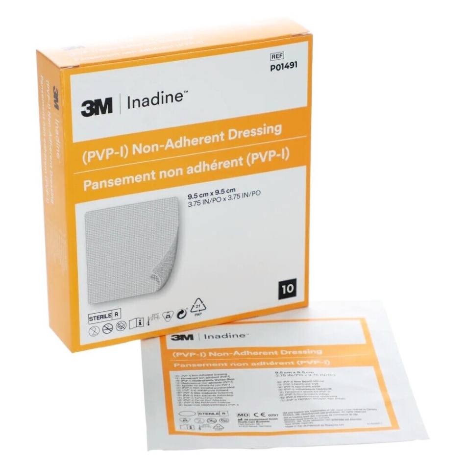 INADINE Neadherentní krytí s povidion jodem 9,5 x 9,5 cm 10 kusů