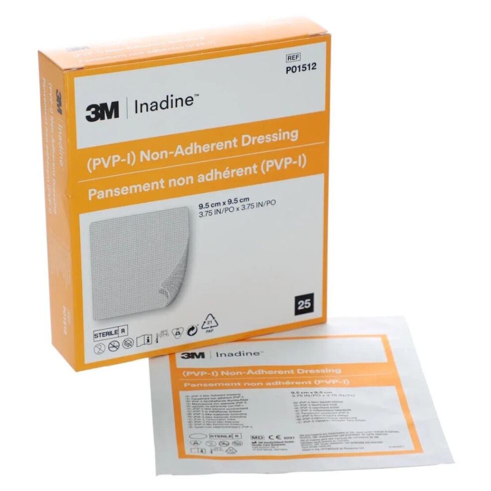 INADINE Neadherentní krytí s povidion jodem 9,5 x 9,5 cm 25 kusů