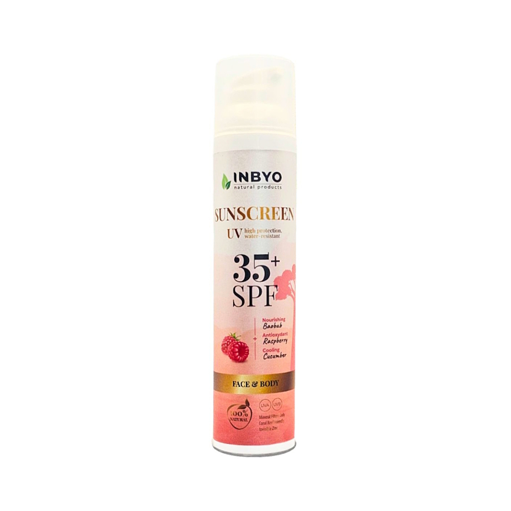 INBYO Přírodní krém na opalování SPF 35 s průzračným zinkem a malinou 100 ml