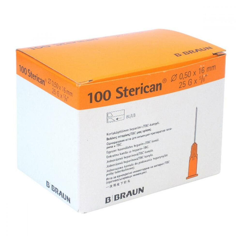 B.BRAUN Injekční jehla 0.5x16 25G oranžová 100 kusů