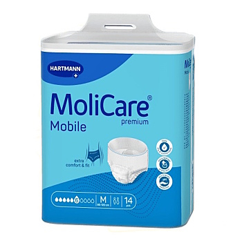 MOLICARE MOBILE Inkontinenční kalhotky 6 kapek velikost M 14 kusů (Inkontinenční kalhotky natahovací)