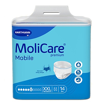 MOLICARE MOBILE Inkontinenční kalhotky 6 kapek velikost XXL 14 kusů (Inkontinenční kalhotky natahovací)