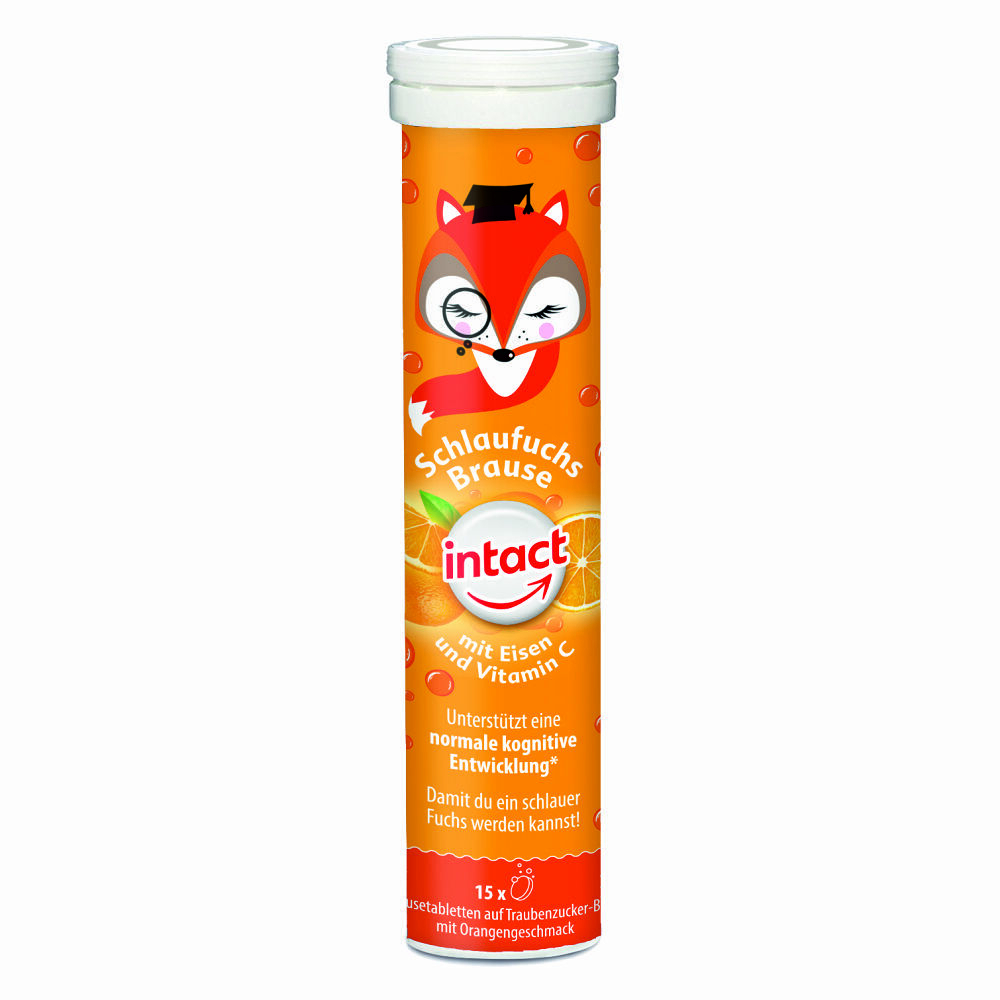 INTACT Chytrá liška s železem a vitamínem C příchuť pomeranč 15 šumivých tablet