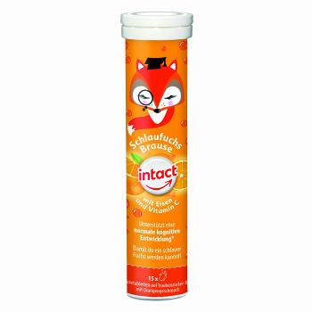 INTACT Chytrá liška s železem a vitamínem C příchuť pomeranč 15 šumivých tablet