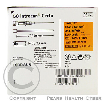 INTROCAN CERTO G14, 2,2x50mm,(oranžová) - bez injekčního ventilu (50) 
