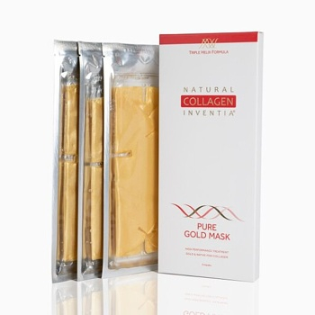 INVENTIA Živý přírodní kolagen Nano Gold Facial Mask 3 kusů (Pleťové masky) - Regenerační