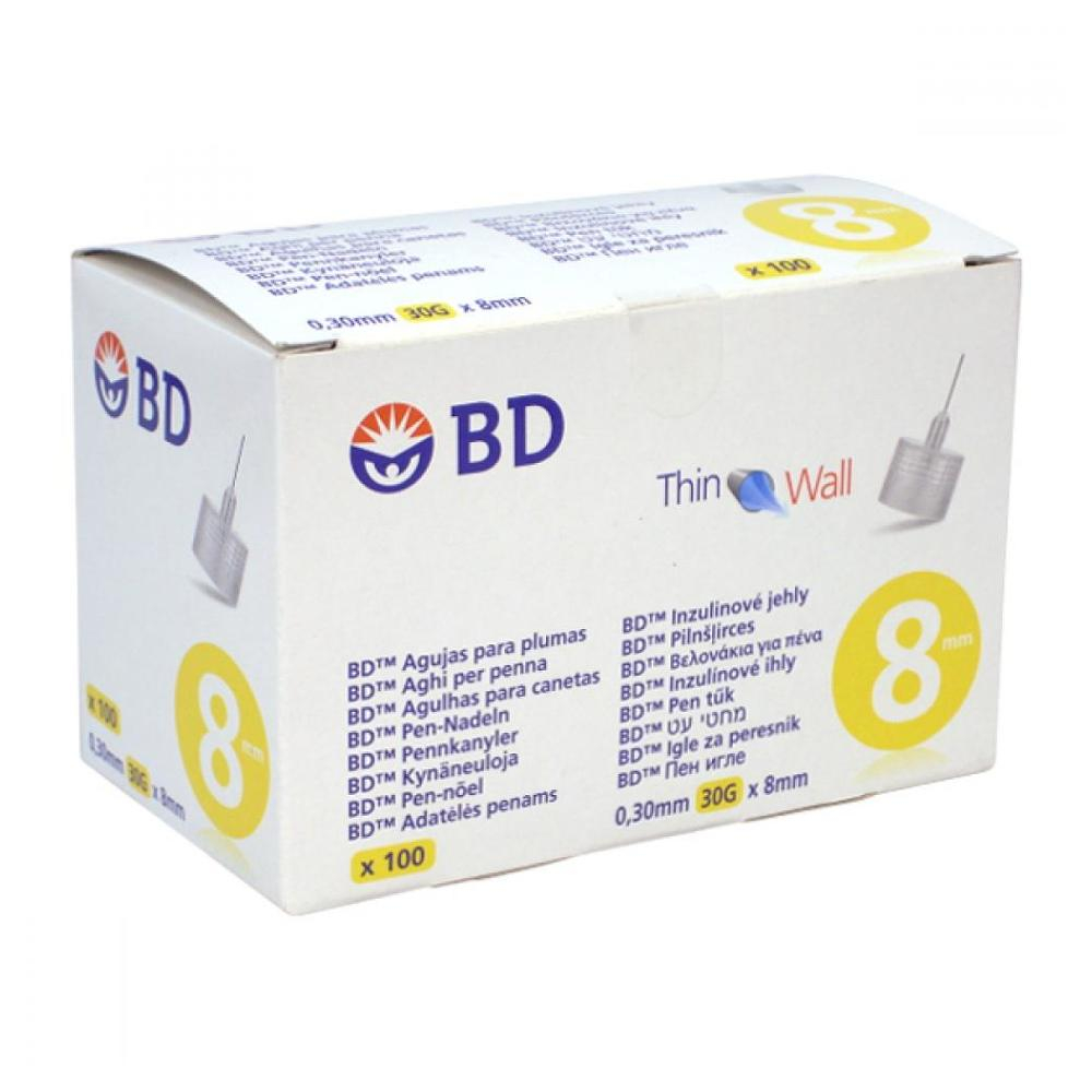 Levně BECTON DICKINSON Inzulinové jehly BD 0.30 x8 mm (30G) 100ks
