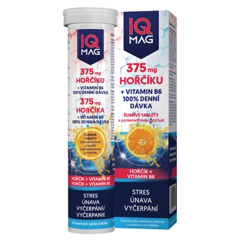 IQ MAG Hořčík 375 mg + B6 pomeranč 20 šumivých tablet (Hořčík, magnézium) - Vícesložkové