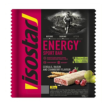 ISOSTAR Energy sport bar tyčinka brusinka 40 g (Energetické tyčinky) - Energetické, Před výkonem