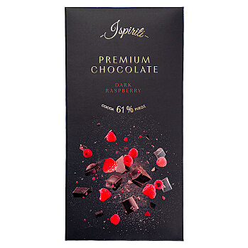 ISPIRITI Hořká čokoláda 61% s kousky malin 80 g (Čokolády) - Hořké