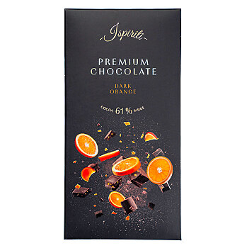 ISPIRITI Hořká čokoláda 61% s kousky pomeranče 80 g (Čokolády) - Hořké